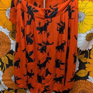 Modcloth x Dangerfield Cat Bat Halloween Skirt Size 22 *SKIRT ONLY*